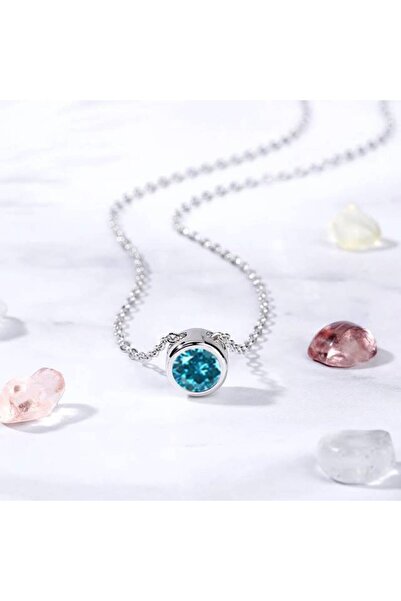 KESNUP Colier cu topaz decembrie și cristal albastru din argint