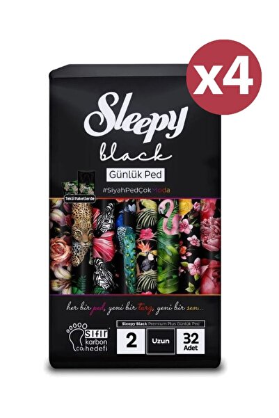 Sleepy Black Premium Plus Günlük Ped Uzun 32x4 (128 Adet)