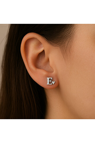 NİŞANTAŞI GÜMÜŞ Harfli Gümüş Küpe - Kişiye Özel Harfli 925 ayar Gümüş Küpe