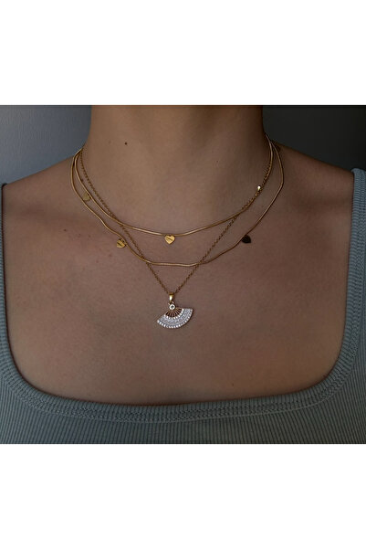 BLZ قلادة شوبينغ بتصميم مروحة من الذهب الأبيض