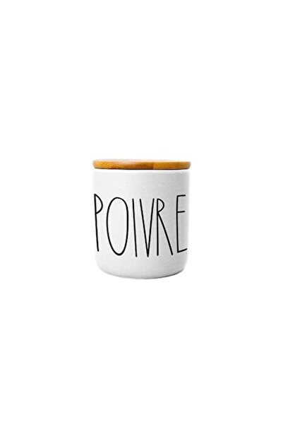 FRANDIS Ceramic pepper container with bamboo lid and silicone seal, Frandis, 7.7x9 cm, white/