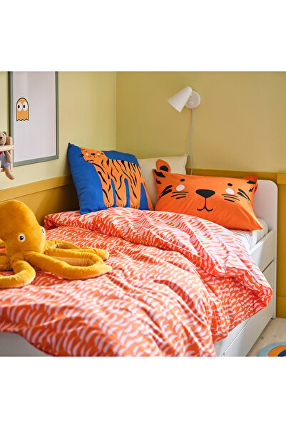 IKEA NATTHÄGER Duvet cover and pillowcase, orange/tiger, 150 x 200/50 x 80 cm