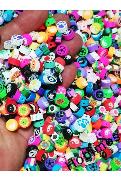 Hobimos 10 Adet Karışık Şekiller Fimo Takı Yapım Boncuğu