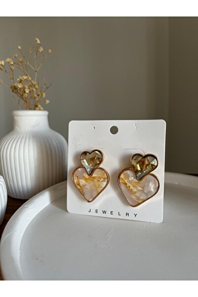 Tresshandicraft Pearlescent Vip Heart Model Earrings