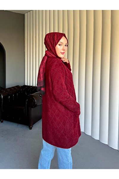 ensade Women's Pearl and Stone Detailed Knit Cardigan - for Casual and Special Occasion Outfits