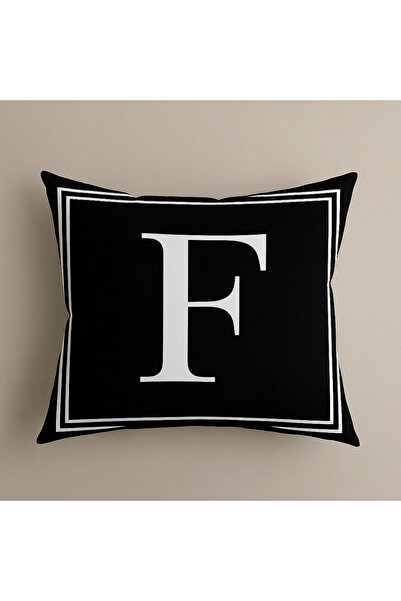ALAMODECOR Harfli Çift Taraflı Dijital Baskılı Kırlent Yastık Kılıfı -F Harfi...