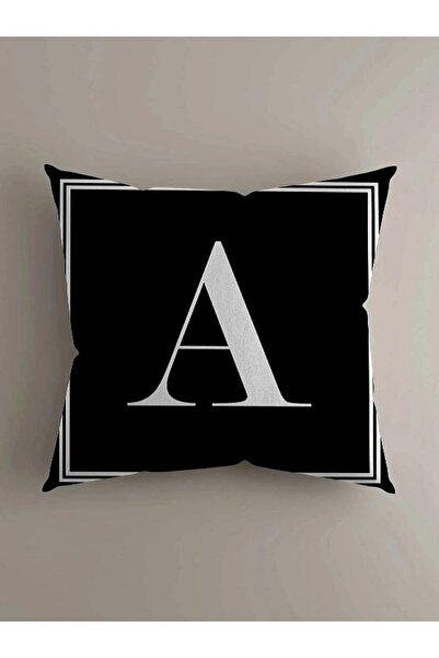 ALAMODECOR Husă de pernă digitală cu două fețe cu litere cu imprimeu - Litera A - (1 BUC.)43x43 Cm