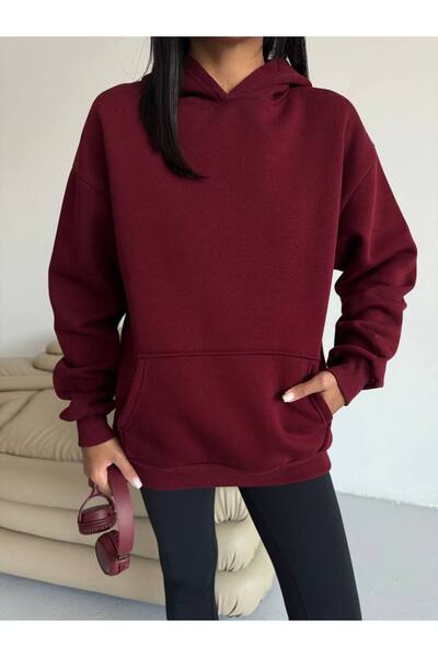 BE CHİC Hanorac de damă cu glugă, cu buzunare, cu fleece în interior, oversiz...