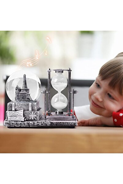 keyfim shop İsme Özel Müzikli Kar Küresi ve Kum Saati Dekoratif Biblo -Karışık