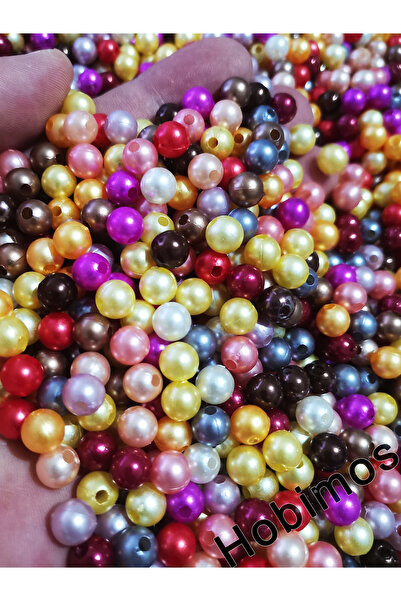 Hobimos 250 Pcs 8 mm Mixed Color Plastic Pearl Beads - Jewelry Accessory Making Bead