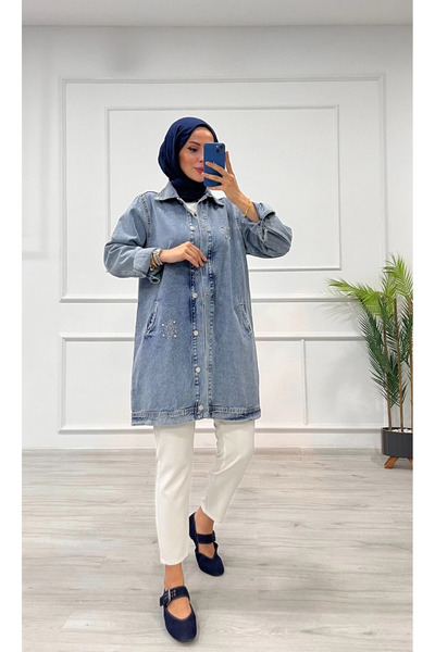 Ovebu Stoned Tunic Jacket Snow Wash Blue D2516