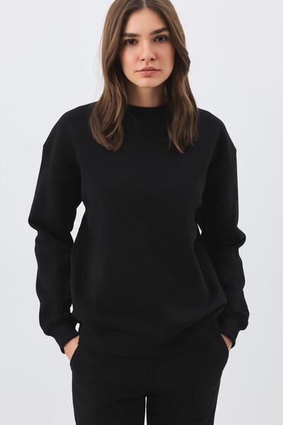 Trendiz Women's Premium Crew Neck Sweatshirt Black 2031