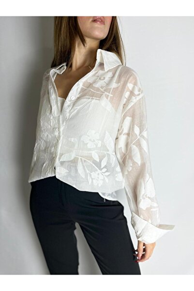 BEBE PLUS Kadın Yarı Şeffaf Gömlek