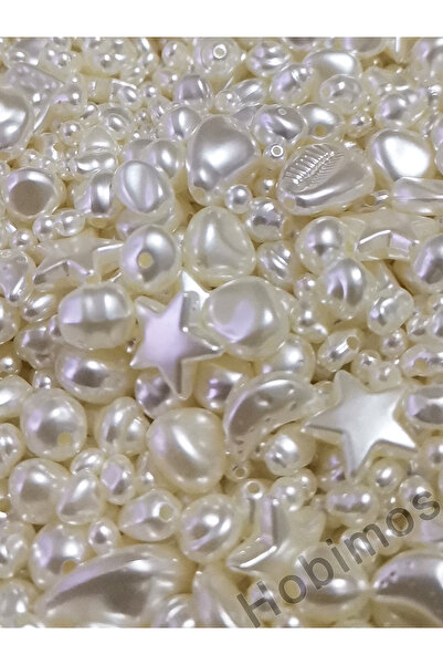 Hobimos 50 Grams Mixed Shape and Trapezoid Plastic Pearl Beads - Jewelry Accessory Making Bead