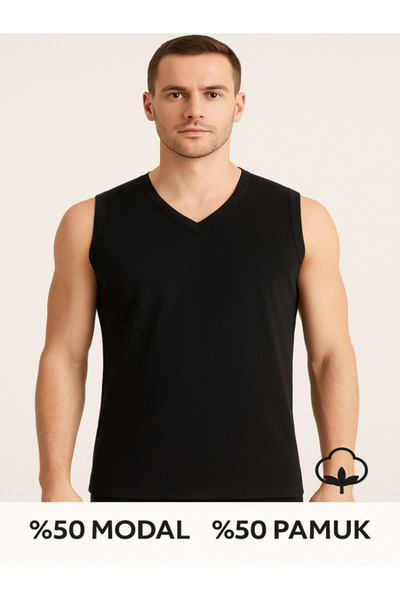 YILDIZ 2-Pack Super Thin V-Neck Zero Sleeve Men's T-Shirt