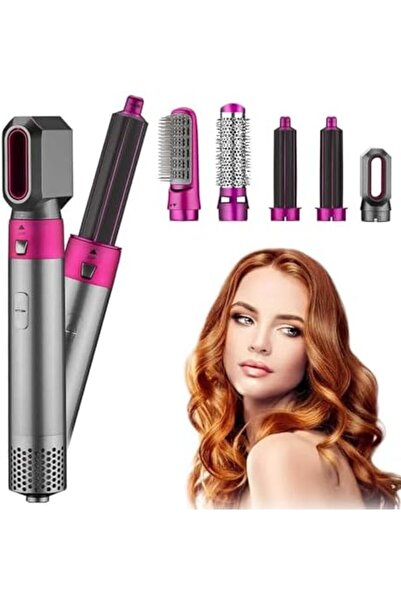 Generic 5 in 1 Hair Dryer, Hair Straightener Comb Curling Brush with 5 Interchangeable Barrels