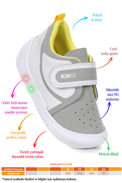 KARAMAZI Kids Kugan Velcro Lighted Baby Boy Walking Sports Shoes