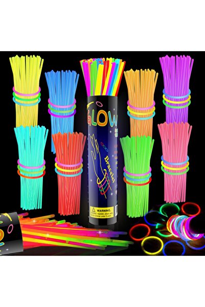 Wolawood Glow Stick Fosforlu Neon Bileklik 50’li Set – Parti, Festival, Konse...