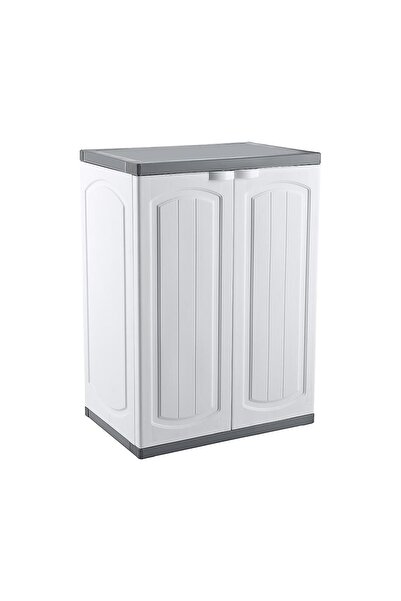 Omnipazar CLK-805 Plastik 2 Kapaklı Çok Amaçlı Banyo Dolabı Demonte Beyaz