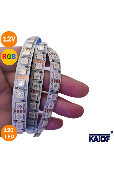 KARAKÖY LED SHOP 12Volt 120Ledli RGB Şerit Led 10mm 5050smd 3 ÇİP IP20 İÇ MEKAN (5 METRE)
