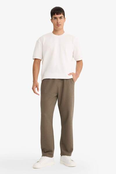 DeFacto Regular Fit Waist Lace-Up Straight Leg Waffle Sweatpants F0924Ax25Au