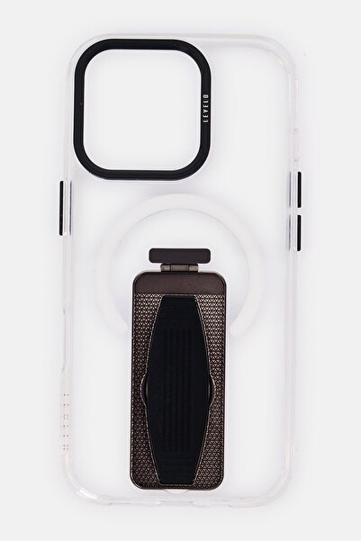 Levelo جراب مورفيكس ماج سيف لهاتف آيفون 16 برو مع قبضة وحامل، شفاف