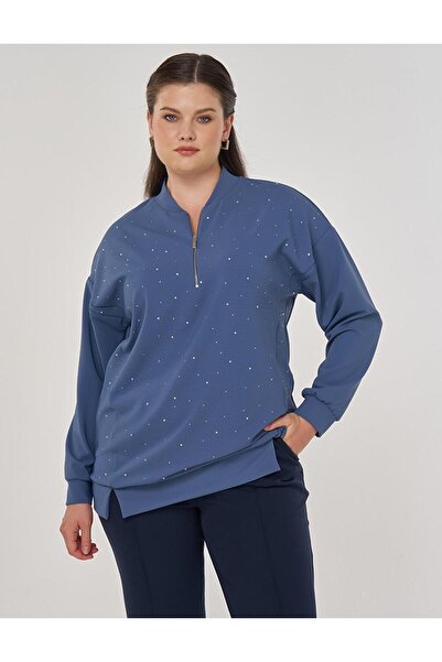 Kayra Φούτερ με στάμπα κολεγιακό γιακά Hotfix Indigo