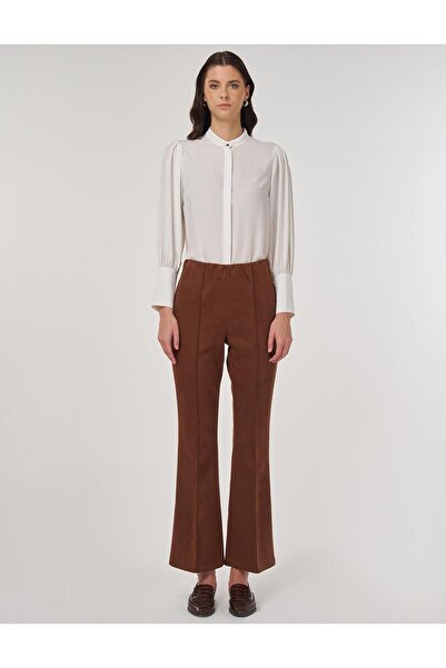 Kayra Flare Fit Suede Pants Camel