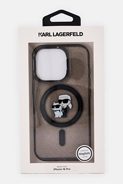 Karl Lagerfeld iPhone 16 Pro Magsafe Brand Logo Protective Case, Black