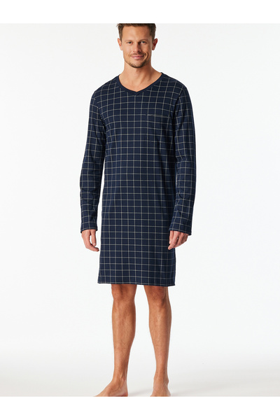 Schiesser Nachthemd lang - Fine Interlock Seitliche Schlitze Am