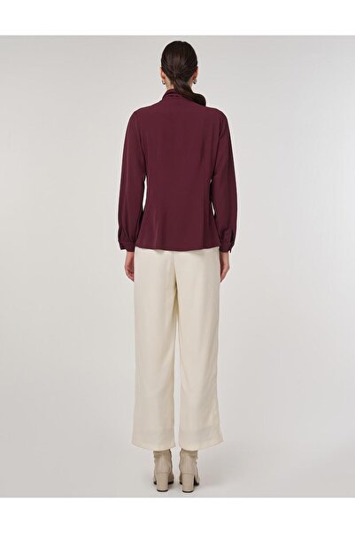Kayra Şal Yaka Bluz Bordo