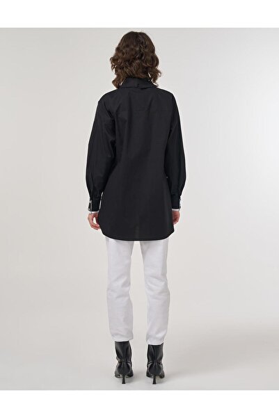 Kayra Kelebek Aplikeli Pamuklu Tunik Siyah