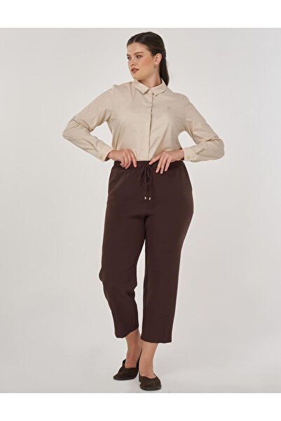 Kayra Lace-Up Relaxed Fit Trousers Dark Brown