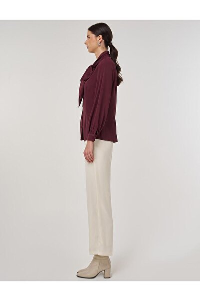 Kayra Şal Yaka Bluz Bordo