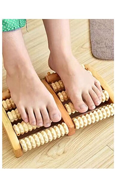 Fstyle جهاز من الخشب الطبيعي دوار لتدليك القدم أداة التدليك من الخشب الطبيعي للعناية بالقدم