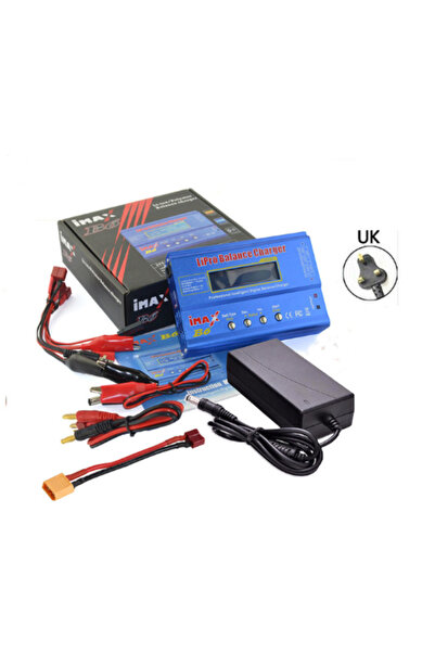 choice2 شاحن بطاريات iMAX B6 بقوة 80 واط و6 أمبير مع محول كهربائي بريطاني، مت...