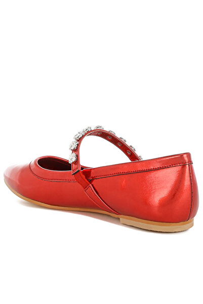 london Rag Women Metallic Mary Jane Ballerinas in Red