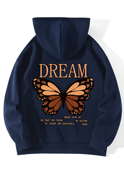 CLASSY.MODA Hanorac unisex imprimat cu glugă |   Dream Written Butterfly Patt...