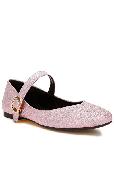 london Rag Women Glitter Pin Buckle Ballerinas in Pink