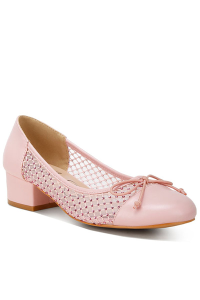 london Rag Women Rhinestone Detail Mesh Ballerinas in Pink