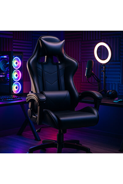 ROHS Scaun de gaming ExtremePro din piele, spătar rabatabil la 165°, negru mat