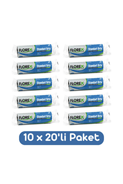 Florex Standard Medium Size Garbage Bags 55X60 cm 20-Roll Roll Black 10 Rolls (200 Pieces)