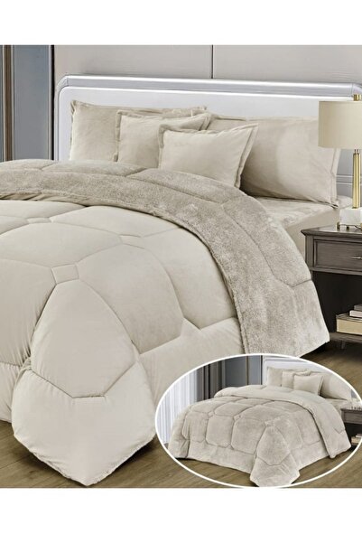 Moon Premium Double-Sided Winter comforter, Velvet and Fur - 6-Piece Comforter Set, 250x230cm