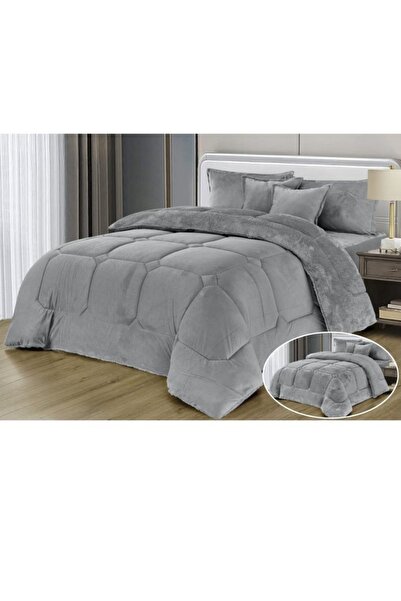 Moon Premium Double-Sided Winter comforter, Velvet and Fur - 6-Piece Comforter Set, 250x230cm