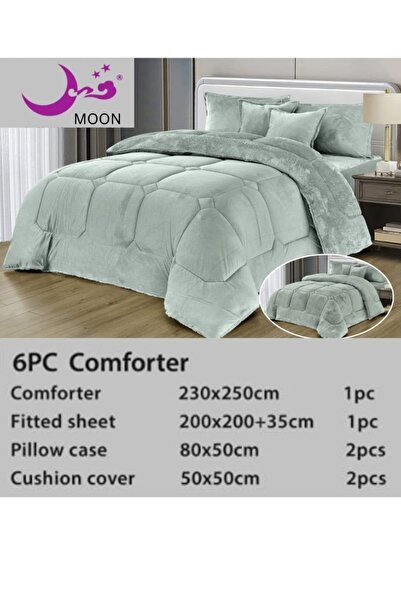 Moon Premium Double-Sided Winter comforter, Velvet and Fur - 6-Piece Comforter Set, 250x230cm