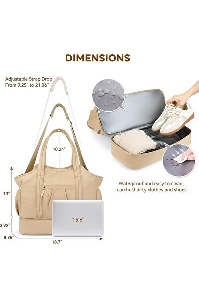 BOSTANTEN Large Duffle Bag for Travel Weekender Bags for Women Gym Bag with Shoe Compartment