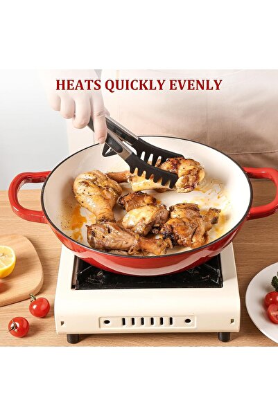 LENND Cast Iron Dutch Oven, 30cm Enameled Pan with Lid