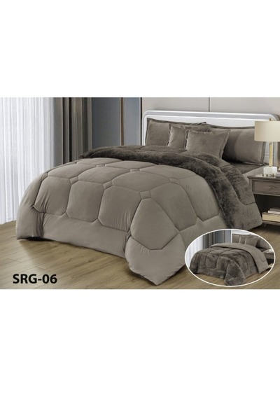 Moon Premium Double-Sided Winter comforter, Velvet and Fur - 6-Piece Comforter Set, 250x230cm