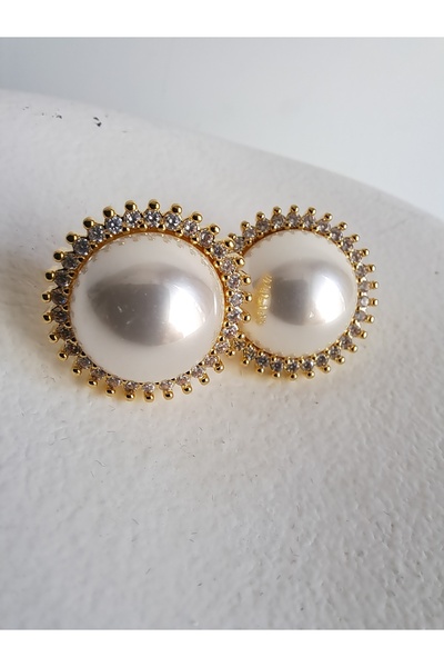 BHR AKSESUAR Gold color pearl earrings