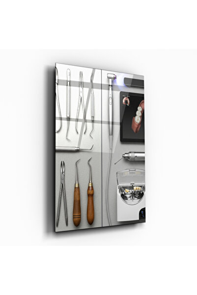 Nooraa Diş Hekimliği Ekipmanlarının Sanatsal Bir Şekilde İşlendiği-Cam Tablo-...